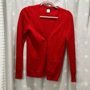 J. Crew red cardigan with gold and jeweled buttons. XS